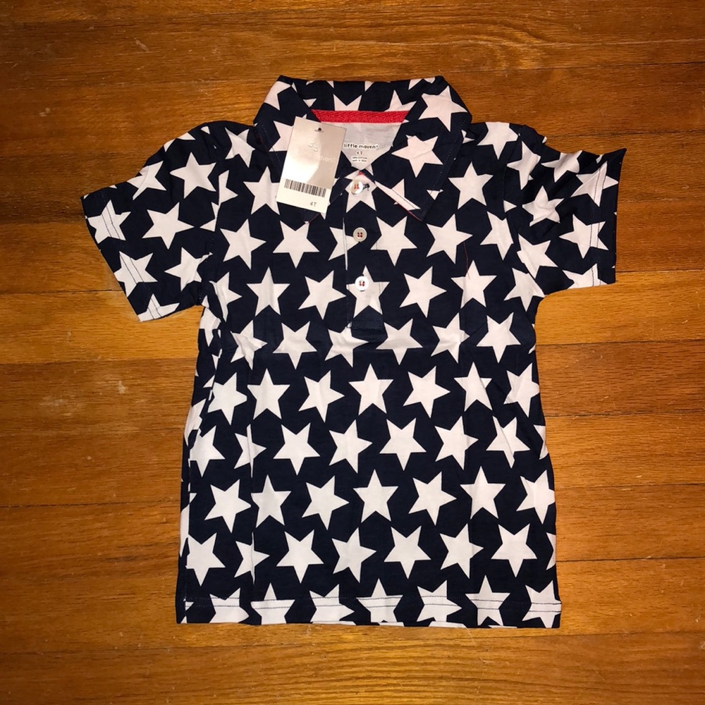 BNWT LITTLE MAVEN Boys Star Polo SZ.4T (578